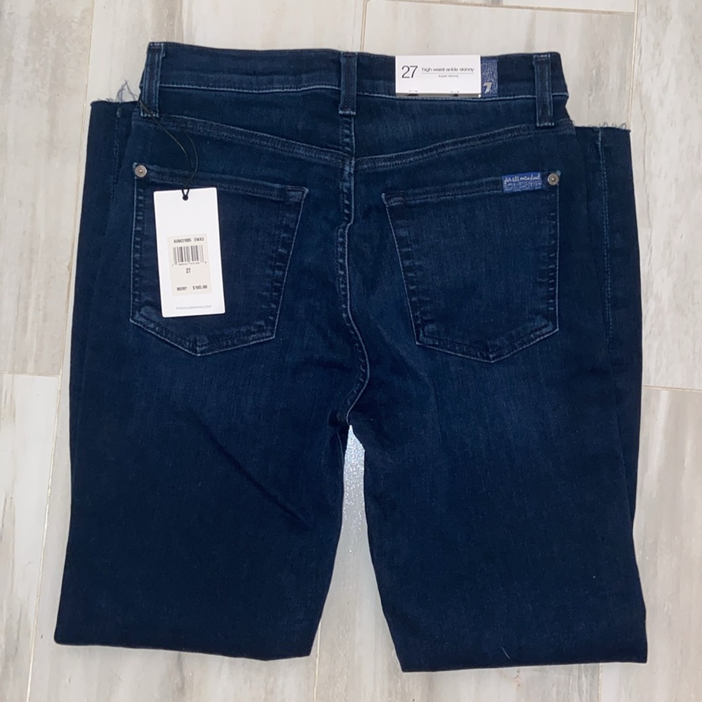 7 For All Mankind High Waist Ankle, Raw Hem, Super Skinny, 27x27, NWT, $165 MSRP - Picture 3 of 15
